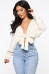 Love Craze Cropped Sweater - Cream