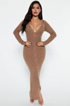 Farrah Fuzzy Sweater Maxi Dress - Mocha