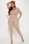 Keeping You Cozy Sweater Jumpsuit - Tan