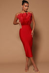 Marianna Bandage Midi Dress - Red