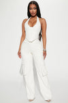 After Party Faux Leather Pant Set - White