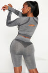 Run The Track Biker Short Set - Grey