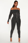 Memphis Ribbed Jumpsuit - Black