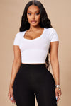 Carly V Neck Crop Tee - White