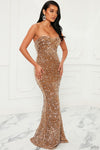 Seriously Stylish Sequin Maxi Dress - Gold