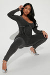 Aspen Ribbed Jumpsuit - Black