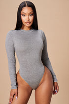 Melanie Mock Neck Bodysuit - Charcoal