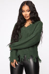 Always Distressing Me Out Sweater - Green