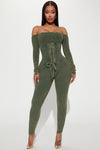 Memphis Ribbed Jumpsuit - Olive