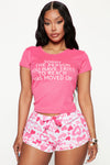 Already Moved On PJ Short Set - Hot Pink/combo