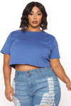 Elisa Relaxed Crop Tee - Navy