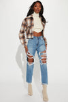 Tall Jax Distressed High Rise Boyfriend Jeans - Light Blue Wash