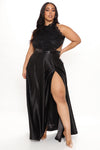 Simple Elegance Satin Maxi Gown - Black