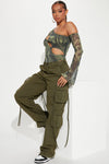 Golden Hour Wide Leg Cargo Pant - Olive