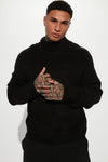 Simply Ribbed Cozy Turtleneck Sweater - Black