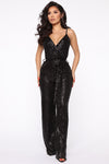 Can't Hide The Shine Sequin Jumpsuit - Black