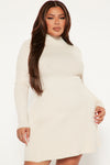 Flirty And Fun Sweater Mini Dress - Cream