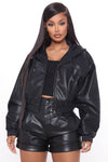 Call Me Baddie Faux Leather Jacket - Black