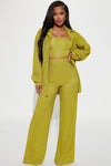 Brielle 3 Piece Pant Set - Chartreuse