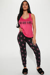 No Bad Vibes PJ Jogger Set - Hot Pink/combo