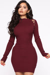 Arie Sweater Mini Dress - Burgundy