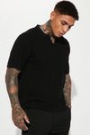 Coastal Knit Short Sleeve Shirt - Black