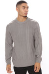 Drew Cable Knit Sweater - Heather Grey