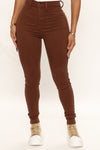 Classic High Waist Skinny Jeans - Chocolate