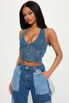 There For You Denim Vest - Medium Wash