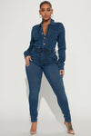 Don't Go Denim Jumpsuit - Dark Wash