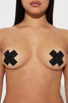 Cross It Off Rhinestone X Nipple Cover Pasties - Black