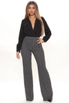 Victoria High Waist Dress Pant Houndstooth 35 - Black/Grey