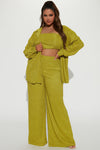 Brielle 3 Piece Pant Set - Chartreuse