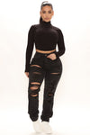 Favorite Getaway Destroyed Straight Leg Jeans - Black