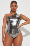 Stella Metallic Bodysuit - Silver