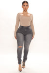 Going Out High Rise Stretch Skinny Jeans - Grey