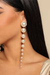 Pearly Icon Linear Earrings - Gold