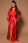 Gabriella Long Sleeve Maxi Dress - Orange/combo