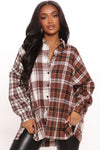 Mixed Emotions Mixed Feelings Flannel Top - Brown/combo