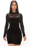 Sierra Velvet Mini Dress - Black