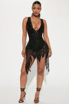 Avery Sequin Mini Dress - Black