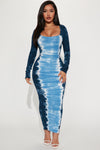 Natalia Tie Dye Maxi Dress - Blue/combo