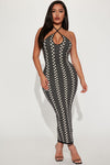 Morocco Trip Knit Midi Dress - Black/combo