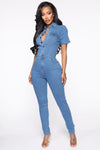 Denim Cutie Jumpsuit - Medium Wash