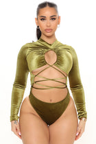 Flirt With Me Velvet Bodysuit - Chartreuse