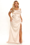 Dressing For Success Satin Maxi Dress - Champagne