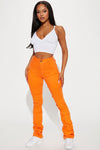 See Me High Rise Stacked Straight Leg Jeans - Orange