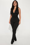 Part Of Me Ruched Jumpsuit - Black