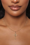 14K Gold Plated Cross Necklace - Gold