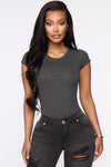 Lily Crew Neck Top - Charcoal